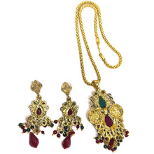 Royal Traditional Pattern Gold Plated Necklace, Earring Jewelry Set