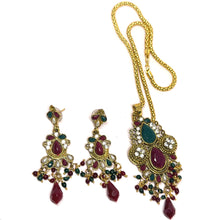Royal Traditional Pattern Gold Plated Necklace, Earring Jewelry Set