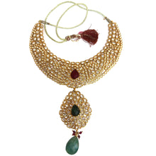 Royal Traditional Necklace, Earring with Ear Chain and Tikka Gold Plated Indian Bridal Jewellery Set
