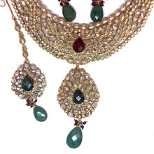 Royal Traditional Necklace, Earring with Ear Chain and Tikka Gold Plated Indian Bridal Jewellery Set