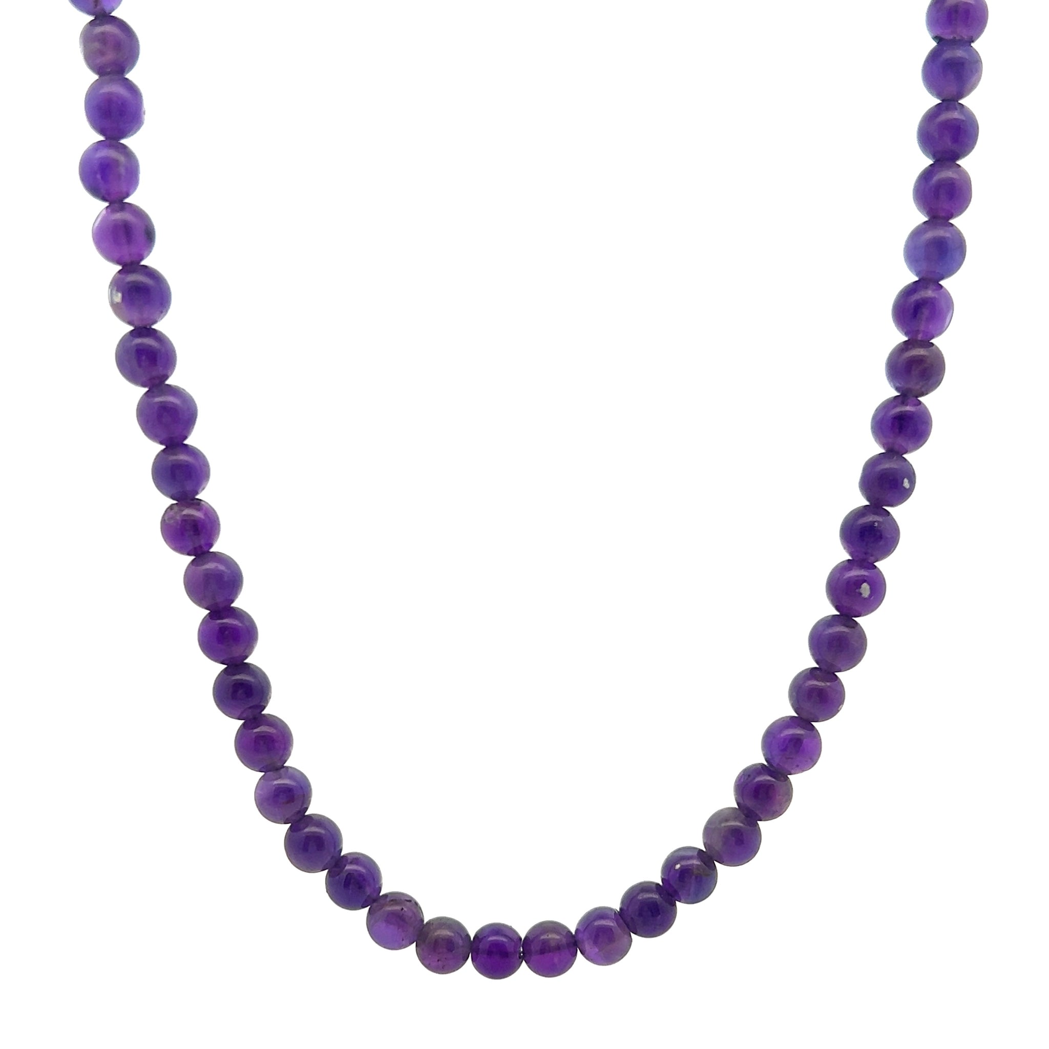 Natural Amethyst Africa Plain Ball 5mm Gemstone Necklace Jewelry