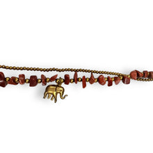 Handmade Bracelet Sunstone Elephant Bells Charms Beaded 8 Inch Jewelry