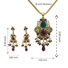Royal Traditional Pattern Gold Plated Necklace, Earring Jewelry Set