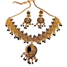 Necklace Earring Traditional Indian Black Stones Mangalsutra Evil Eye Protection Jewellery Set