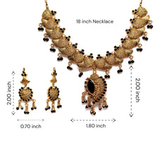 Necklace Earring Traditional Indian Black Stones Mangalsutra Evil Eye Protection Jewellery Set