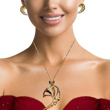 Contemporary Pendant Chain Earring with Ring Aurora Abstract Leaf Design with Swarovski Jewellery Set