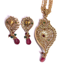 Necklace with Drop Pendant & Earring Multi Layer Heritage Polki Bridal Jewellery Set
