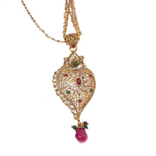 Necklace with Drop Pendant & Earring Multi Layer Heritage Polki Bridal Jewellery Set