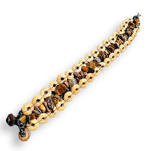 Handmade Brown Coconut Shell Beads Tiger's eye Bracelet 7 Inch Artisan Design Wristband