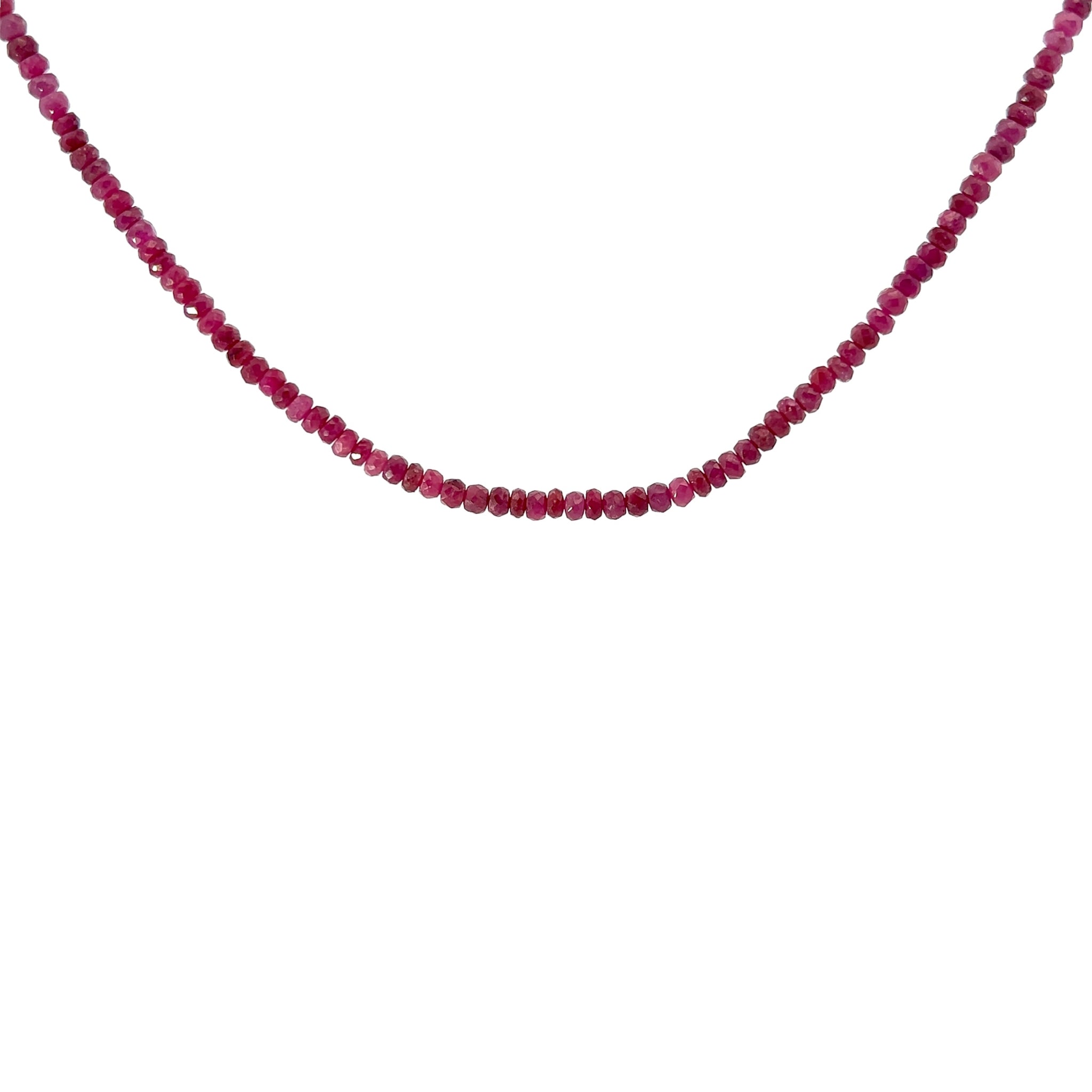 Natural Ruby Rondelle Facet Cut Beads Gemstone Necklace