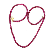 Natural Ruby Rondelle Facet Cut Beads Gemstone Necklace