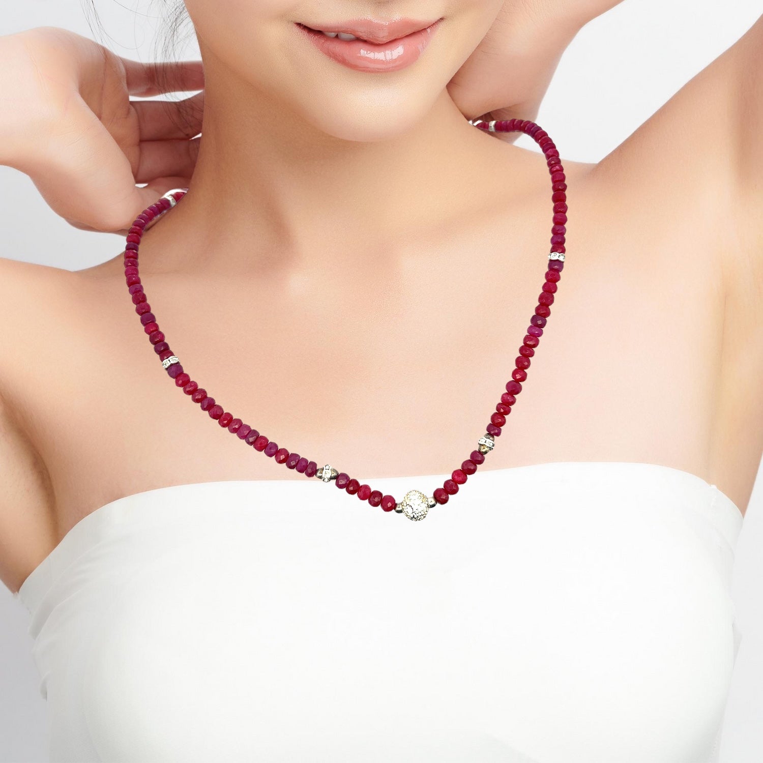 Natural Ruby Rondelle 4.5mm Facet Cut Beads Precious Necklace