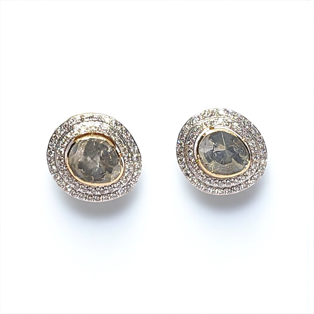 18K Yellow Gold Diamond Polki Earrings – Versatile Accessory for Ethnic or Contemporary Outfits