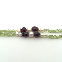 Natural Peridot Ball & Garnet Pearl Smooth Handmade Gemstone Necklace