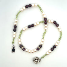 Natural Garnet Peridot Pearl Round Plain Handmade Gemstone Necklace