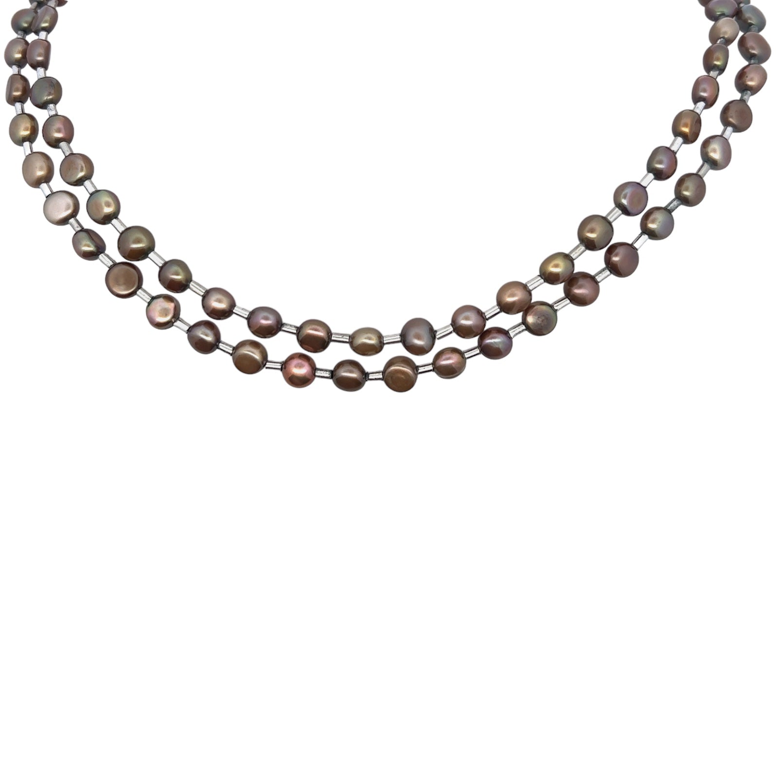 Fresh Water Pearl Plain 6mm Round Semiprecious Necklace