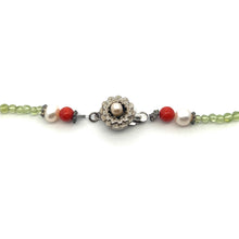 Natural Peridot, Coral, Pearl & Garnet Gemstone Semiprecious Necklace