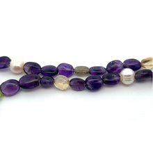 Natural Amethyst Peridot Citrine Tourmaline Pearl Layered Semiprecious Necklace