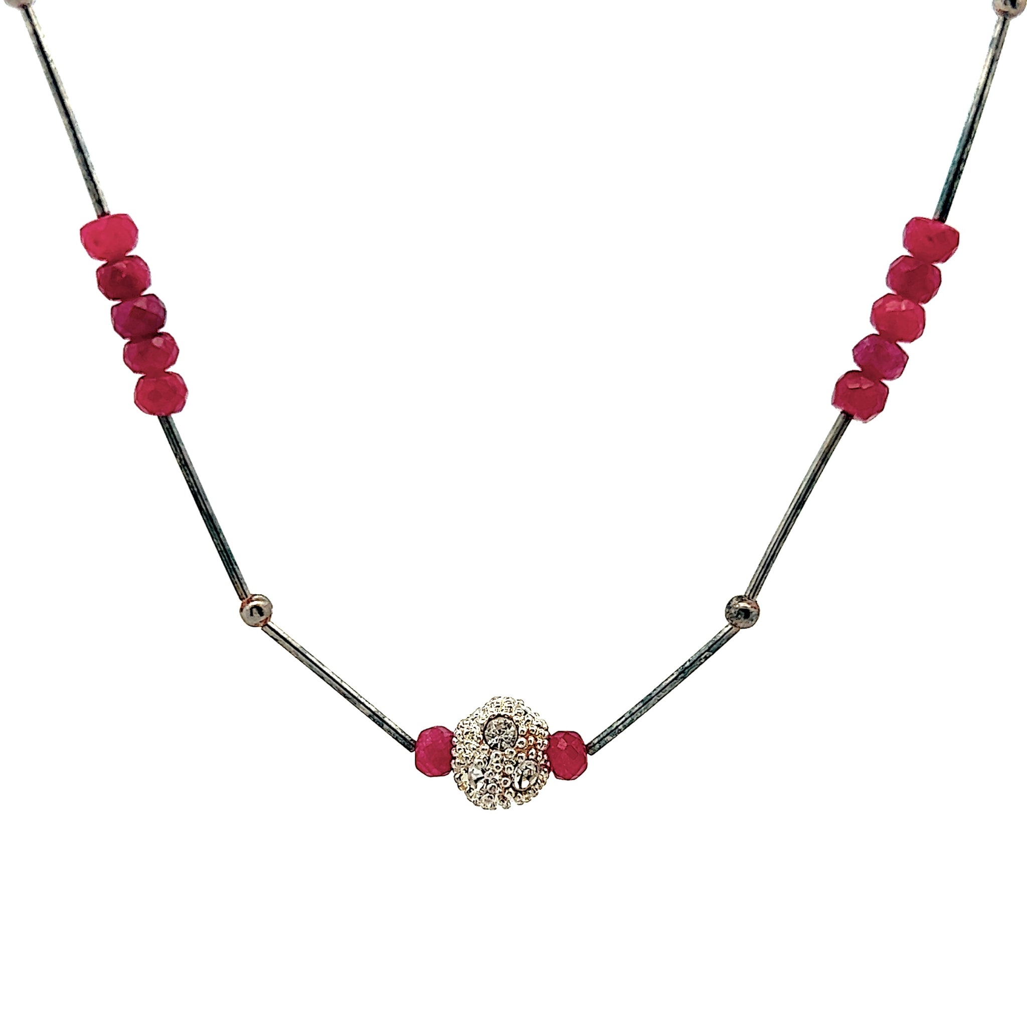 Natural Ruby Rondelle Facet Beads Gemstone Necklace