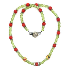 Natural Peridot & Coral Stylish Handmade Necklace