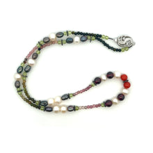 Natural Peridot Garnet Coral & Multi Tourmaline Pearl Handmade Semi Necklace