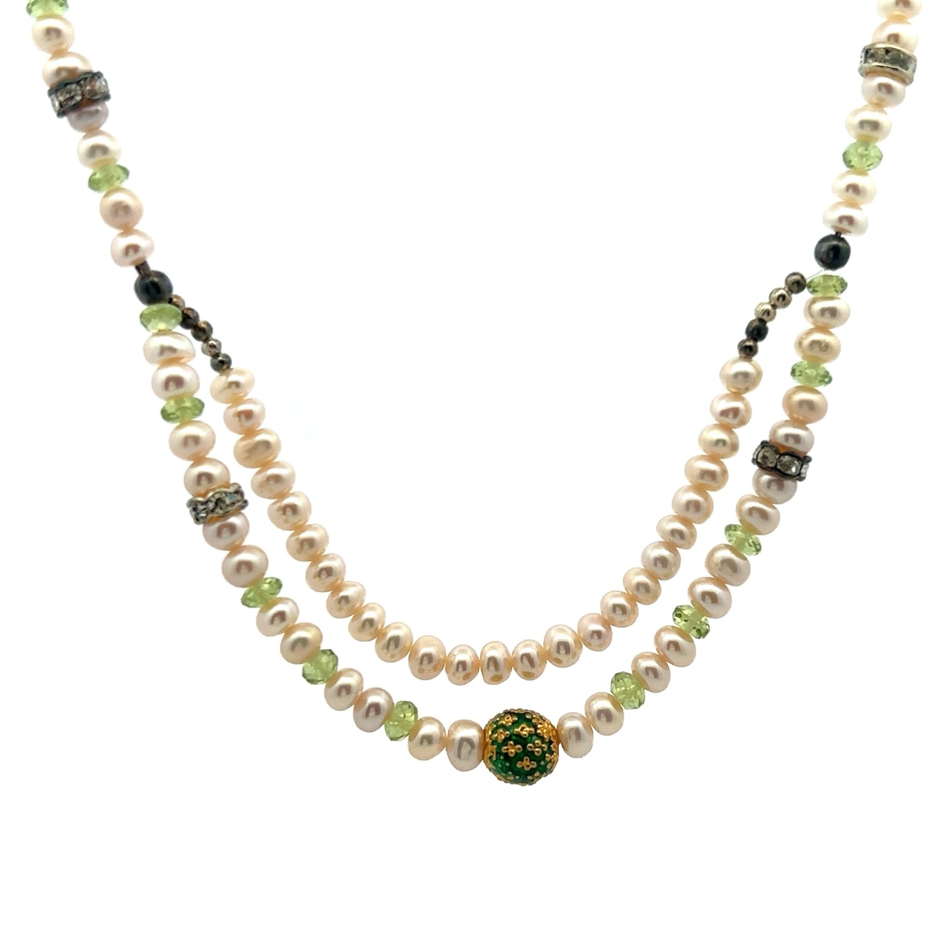 Natural Peridot Semiprecious Pearl Handmade Necklace