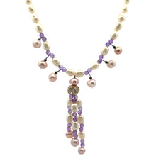 Natural Amethyst Pearl Semiprecious Handmade Necklace