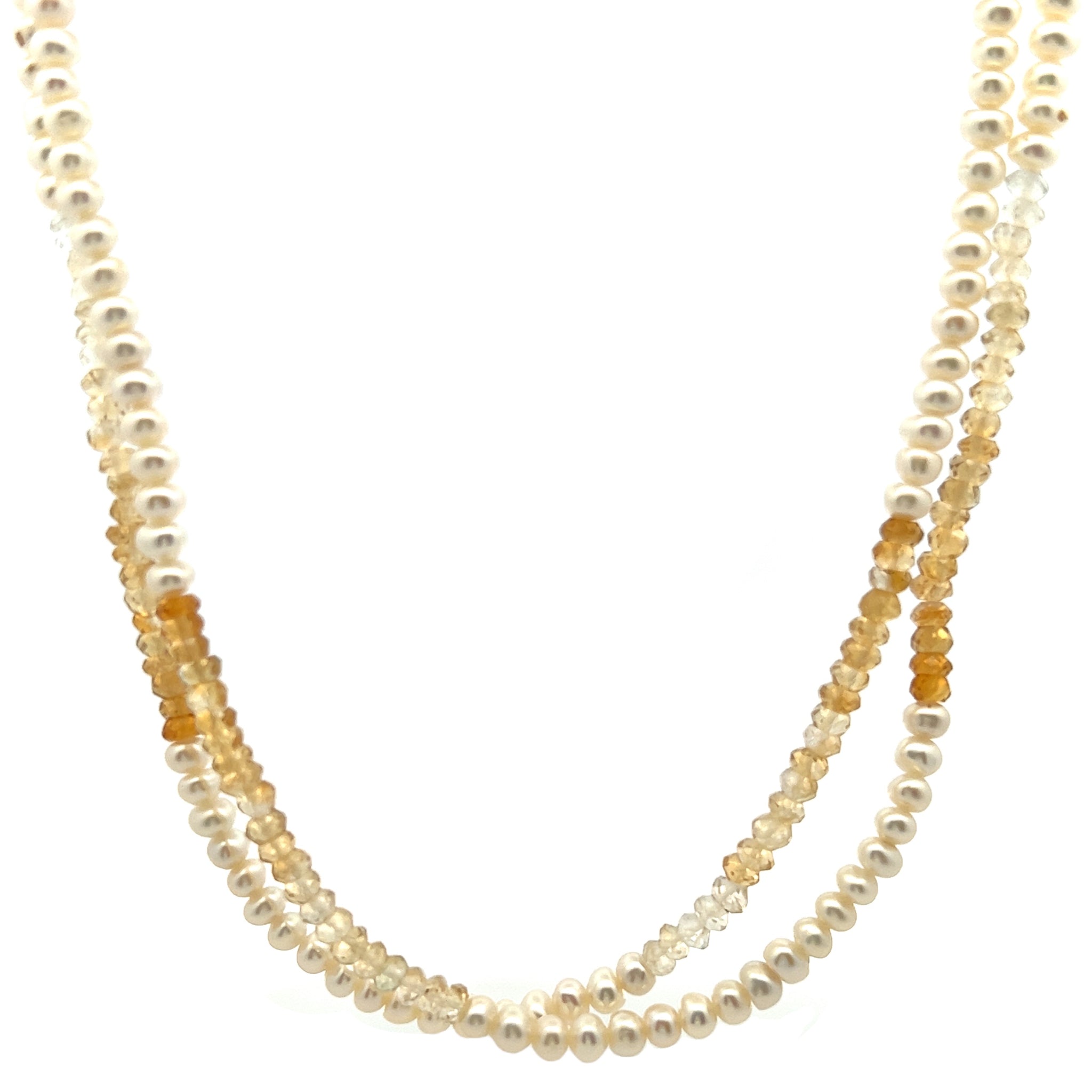 Natural Citrine & Pearl Elegant Gemstone Handmade Necklace