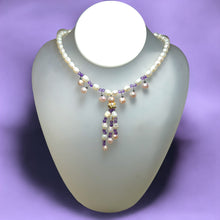 Natural Amethyst Pearl Semiprecious Handmade Necklace