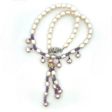 Natural Amethyst Pearl Semiprecious Handmade Necklace