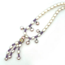 Natural Amethyst Pearl Semiprecious Handmade Necklace