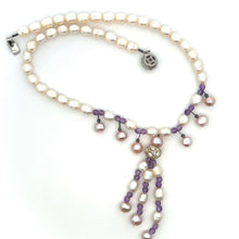 Natural Amethyst Pearl Semiprecious Handmade Necklace