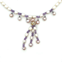 Natural Amethyst Pearl Semiprecious Handmade Necklace