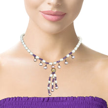 Natural Amethyst Pearl Semiprecious Handmade Necklace