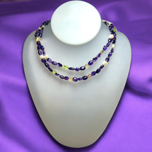 Natural Amethyst Peridot Citrine Tourmaline Pearl Layered Semiprecious Necklace