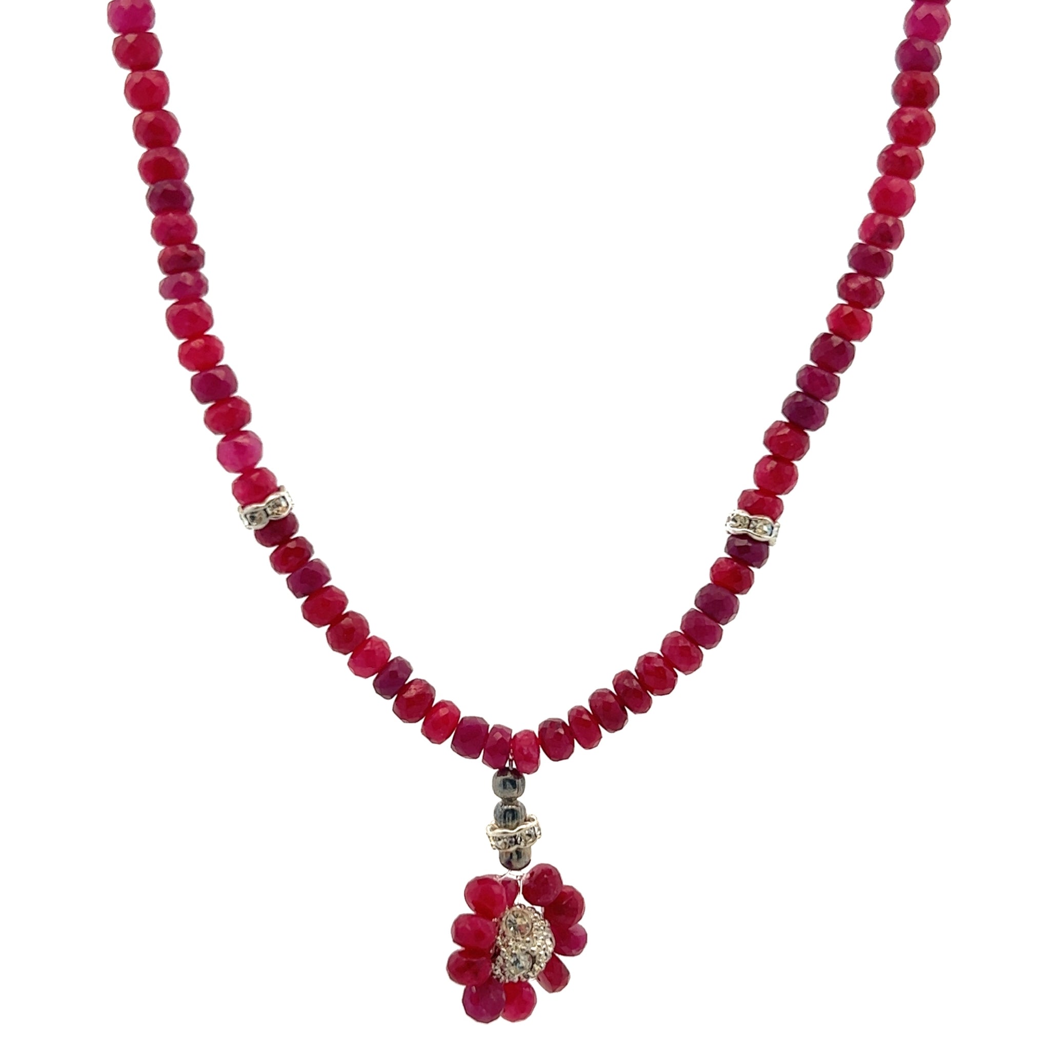 Natural Ruby Rondelle Facet 4.5mm Beads Gemstone Necklace