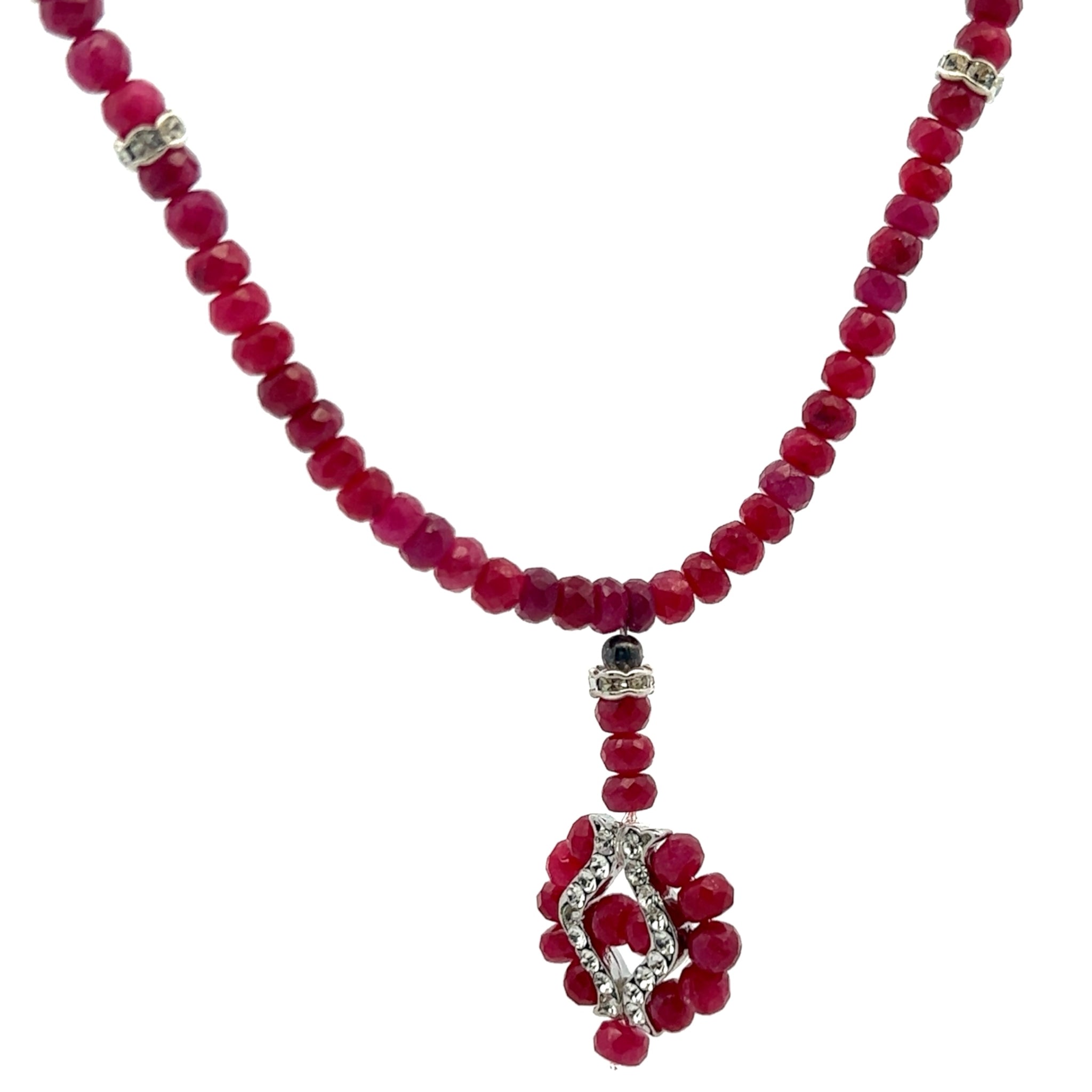 Natural Ruby Rondelle Facet Cut Beads Precious Birthstone Necklace