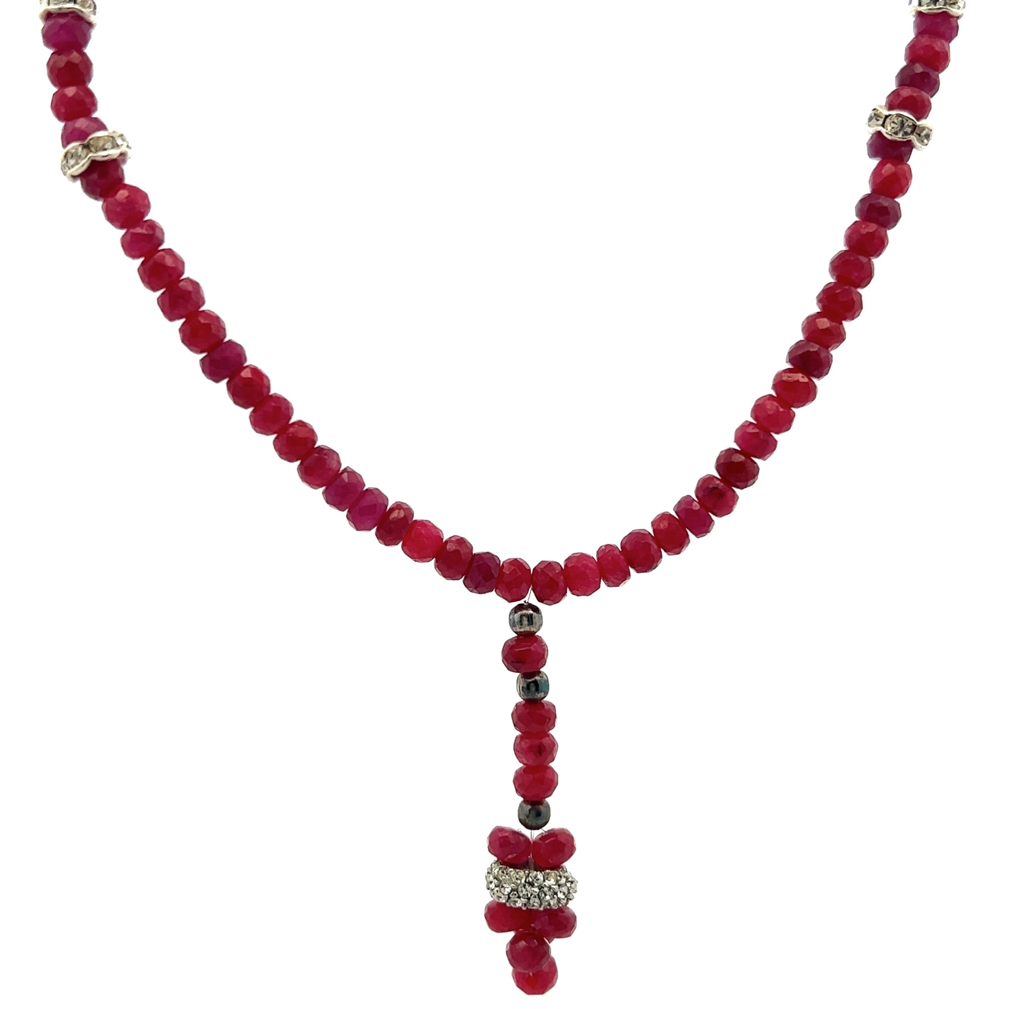 Natural Ruby Rondelle Facet Cut Precious Beads Necklace