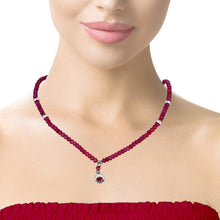 Natural Ruby Rondelle Facet Cut Precious Beads Clasp Necklace