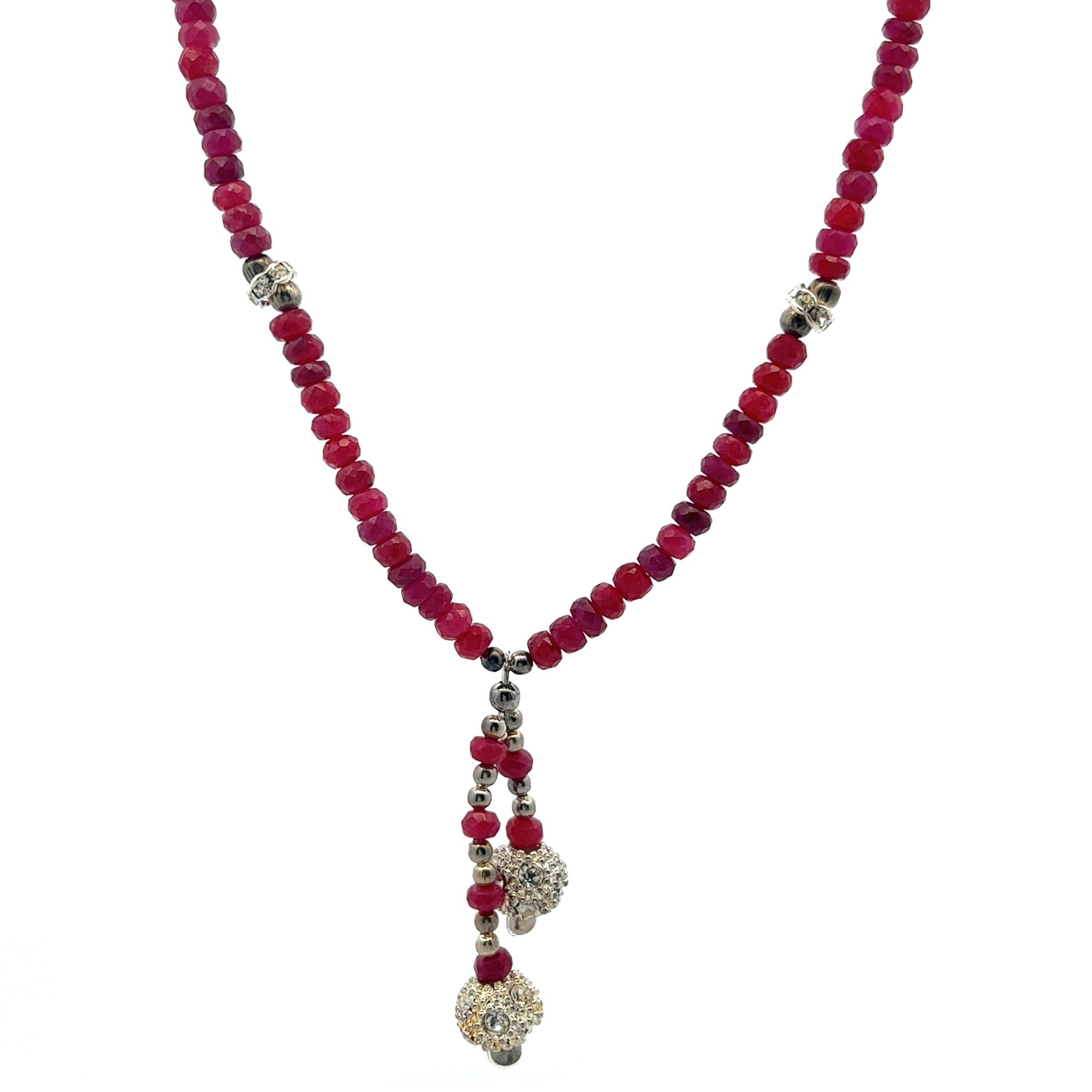 Natural Ruby Rondelle Facet Cut Beads Precious Gems Necklace