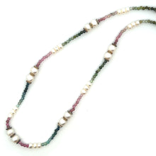 Natural Pink Green Tourmaline Pearl Round Plain Handmade Gemstone Necklace