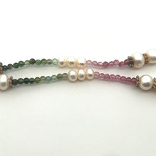 Natural Pink Green Tourmaline Pearl Round Plain Handmade Gemstone Necklace