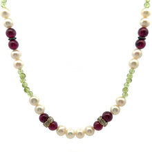 Natural Garnet Peridot Pearl Round Plain Handmade Gemstone Necklace