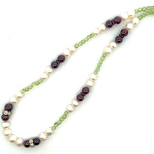 Natural Garnet Peridot Pearl Round Plain Handmade Gemstone Necklace