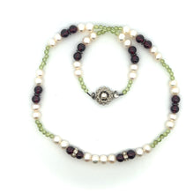 Natural Garnet Peridot Pearl Round Plain Handmade Gemstone Necklace