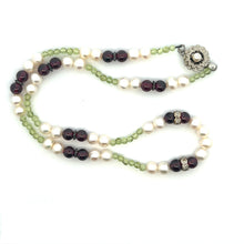 Natural Garnet Peridot Pearl Round Plain Handmade Gemstone Necklace