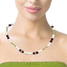 Natural Garnet Peridot Pearl Round Plain Handmade Gemstone Necklace