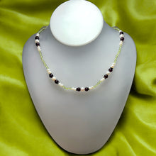 Natural Peridot Ball & Garnet Pearl Smooth Handmade Gemstone Necklace