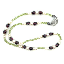 Natural Peridot Ball & Garnet Pearl Smooth Handmade Gemstone Necklace