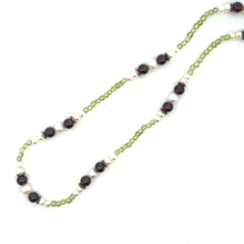 Natural Peridot Ball & Garnet Pearl Smooth Handmade Gemstone Necklace